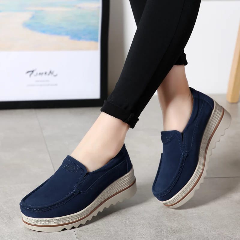 Sepatu Dari Karin sepatu wanita sepatu wedges kasual wanita suede sol 7cm KR-SW0034