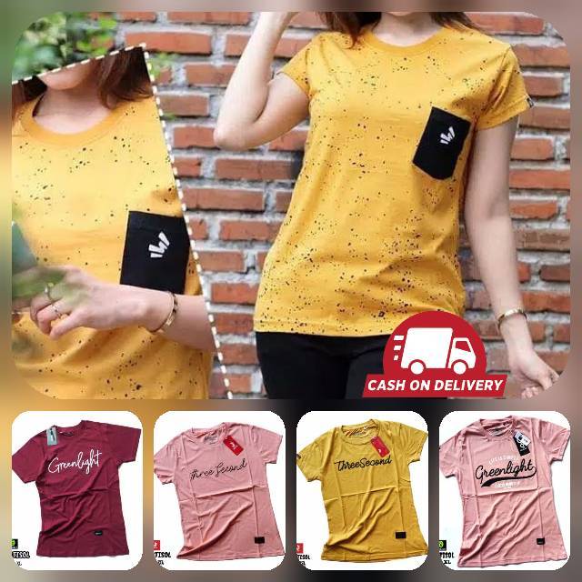 [COD] KAOS DISTRO CEWEK THREE SECOND THREESECOND 3SECOND BAJU WANITA LENGAN PENDEK