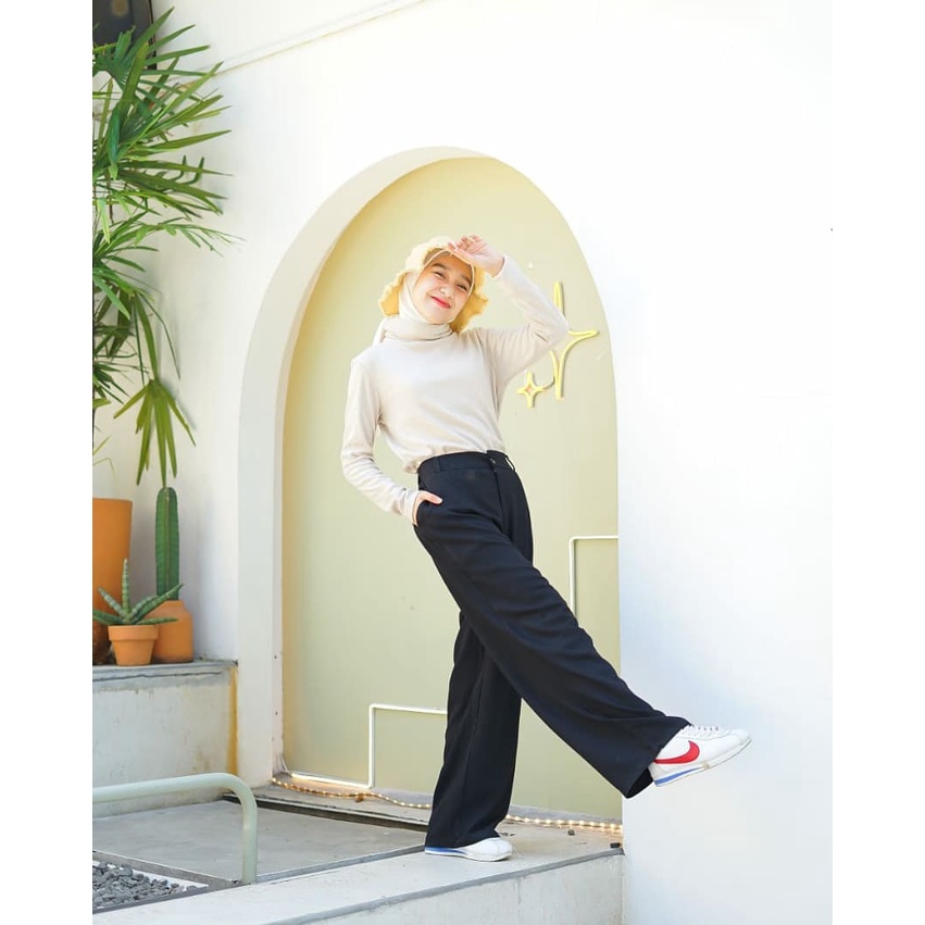 ZEVA PANTS Kulot Rayon Twill Jumbo / Kulot Rayon Premium / High Waist Saku Pinggir Aktif / Bawahan Celana Kulot Fashion Wanita Muslim-6