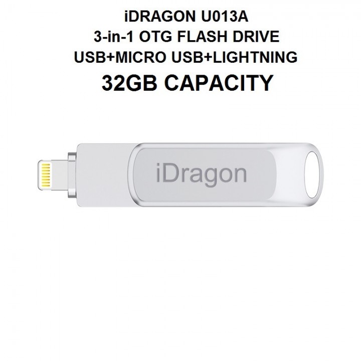 iDRAGON U013A - 3-in-1 Mini USB OTG Flashdrive 32GB Capacity