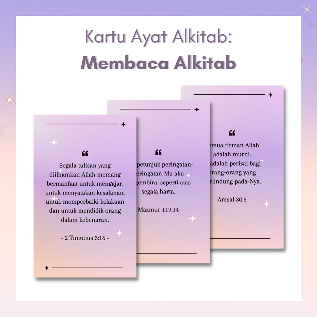 

Kartu Ayat Alkitab - Membaca Alkitab ♡ | Souvenir Natal Paskah Jumat Agung Sekolah Minggu | Pil Ayat Emas | Bible Verse Card