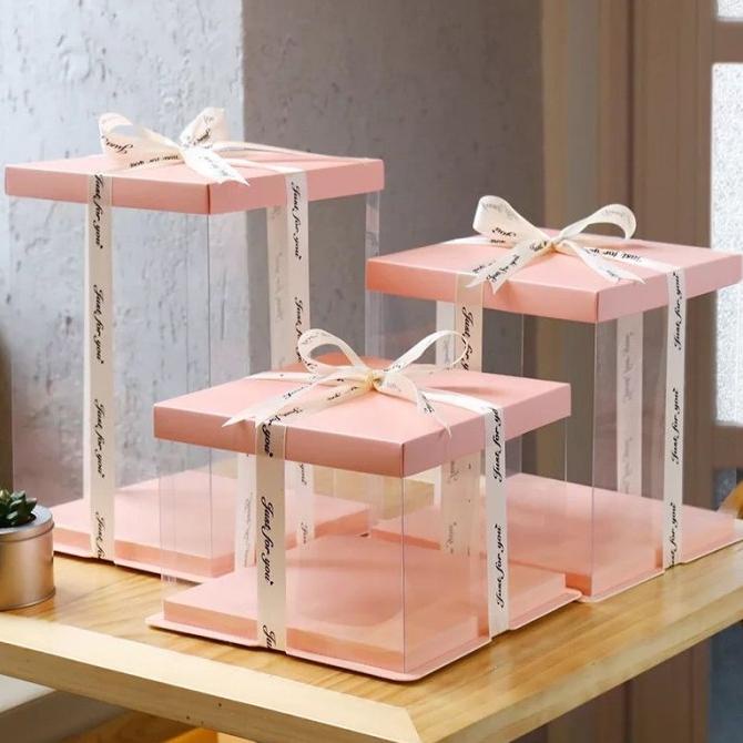 

[COD] CAKE BOX MIKA TRANSPARAN KOTAK KUE MIKA GIFT BOX DIAMETER 26 DAN 30 CM [COD]