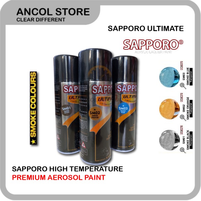 SAPPORO ULTIMATE Smoke Candy Transparan Cat Semprot Aerosol Kaca Mika - Smoke Blue