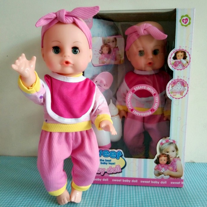 ✅mainan trending unik murah lucu Sweet Baby Doll Mainan Boneka Bisa Bersuara Seperti Bayi, Pipis - b