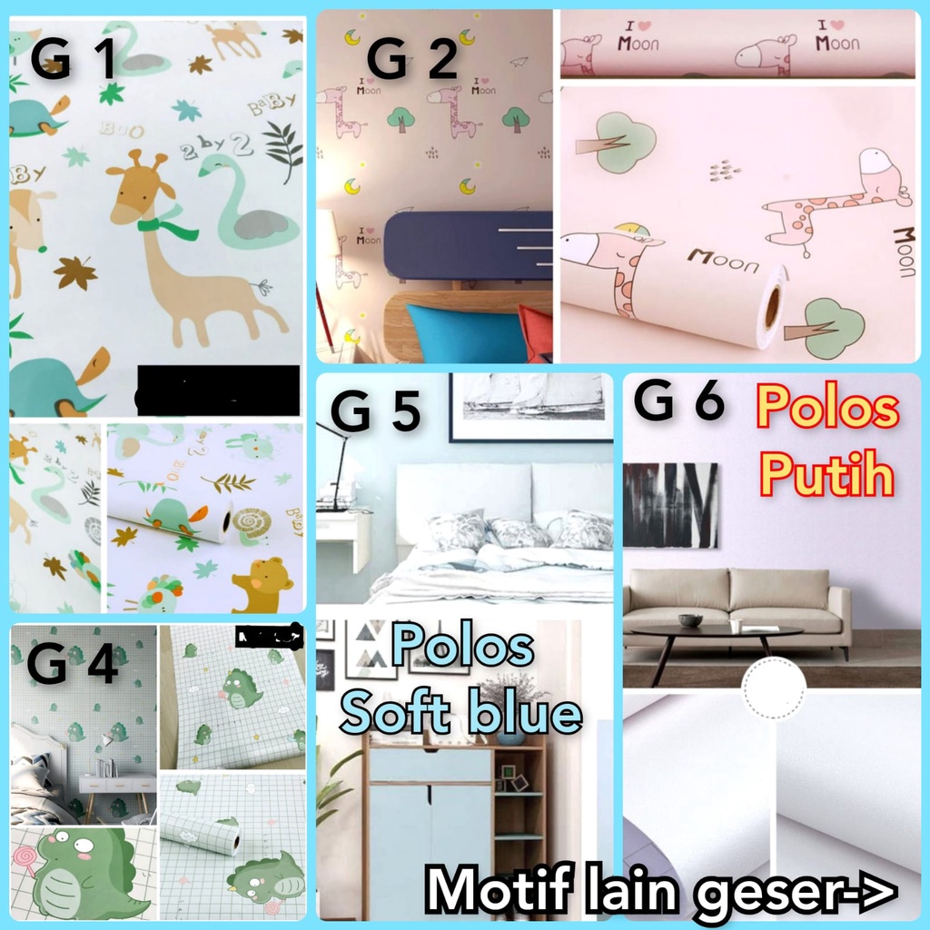 WALLPAPER 60cm WALPAPER WALL STICKER STIKER DINDING POLOS PUTIH KARAKTER DEKORASI KAMAR TIDUR ANAK