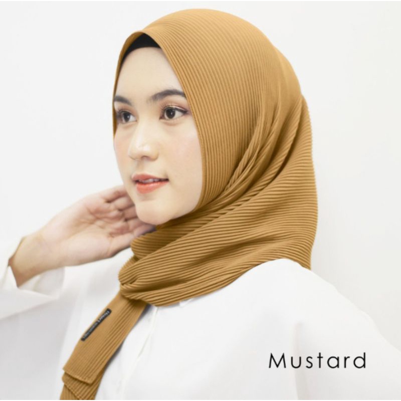 BEST SELLER - Jilbab Pashmina Plisket Ceruty Premium-Mustard