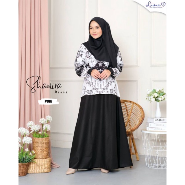 LUVENA-SHAMIRA DRESS BATIK PGRI TERBARU BY LUVENA