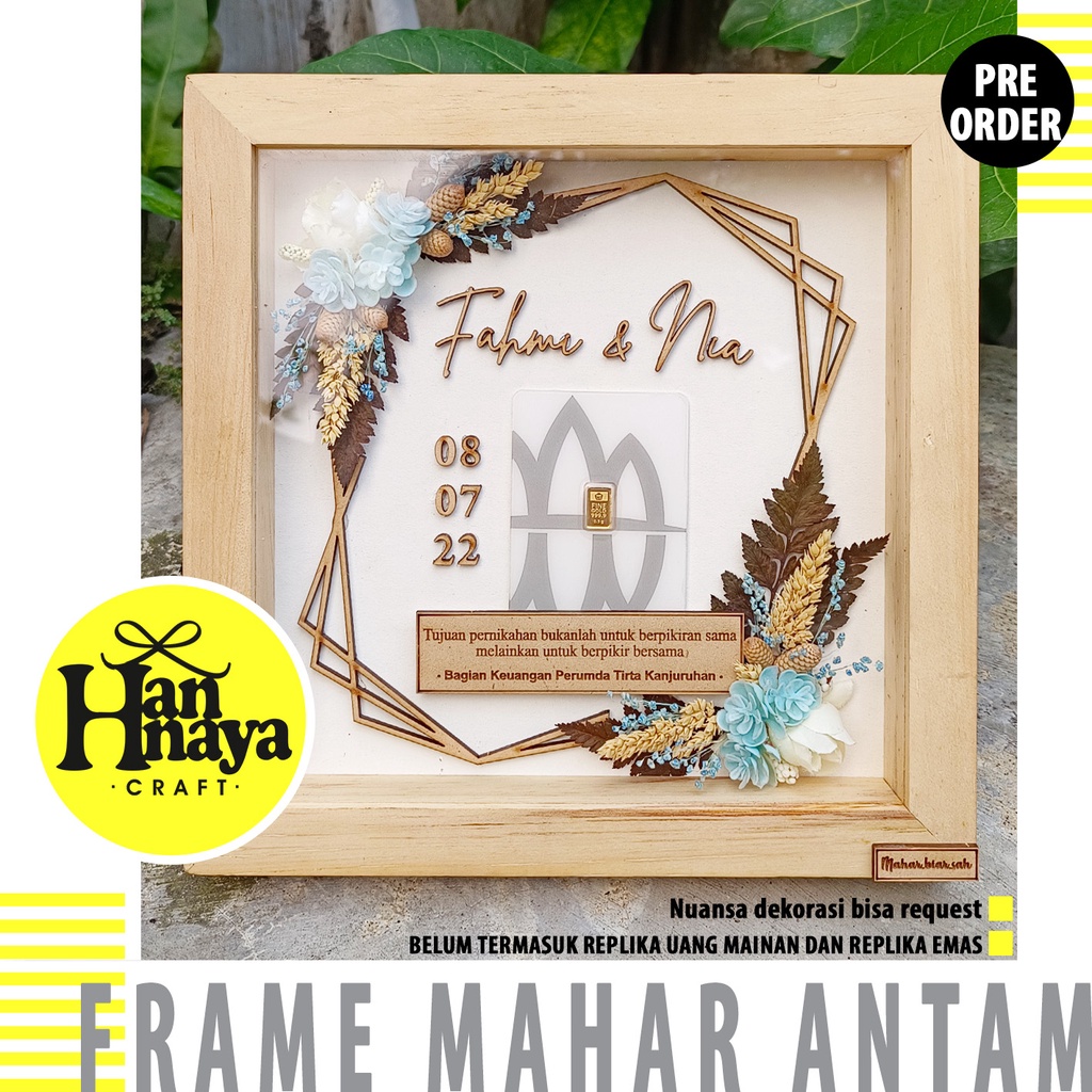 PO Frame Mahar Antam / Mahar / Seserahan / Gift / Birthday Gift / Frame / Wedding / Bingkai / Kado /