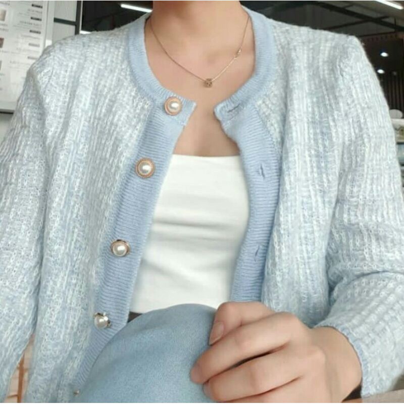 korean baby blue cardigan