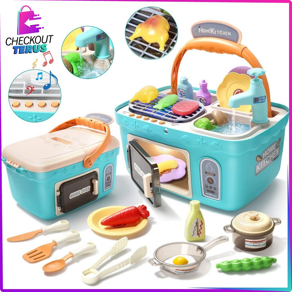 CT M27 Mainan Home Picnic Kitchen Set 906 Mainan Dapur Masak Masakan dan Wastafel Cuci Piring Mainan Edukasi Anak