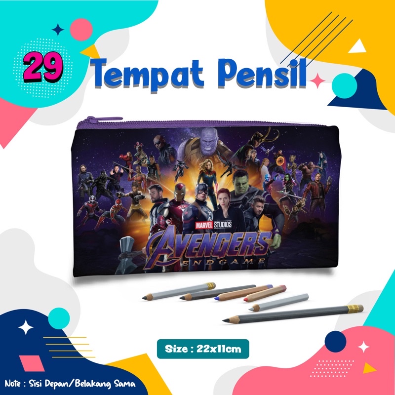 

Dompet pensil Pena / Tempat Alat Tulis Pensil Pencil Case Avenger Marvel Tempat Pensil custom Nama Souvenir Pouch Kotak Penyimpanan dompet