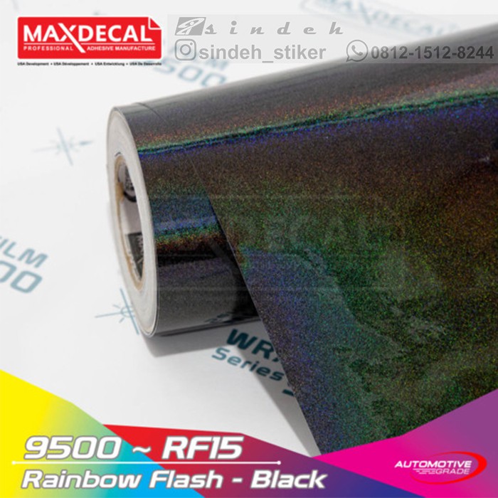 STICKER MAX DECAL RAINBOW FLASH BLACK HITAM STIKER MOBIL WRAPPING PREMIUM
