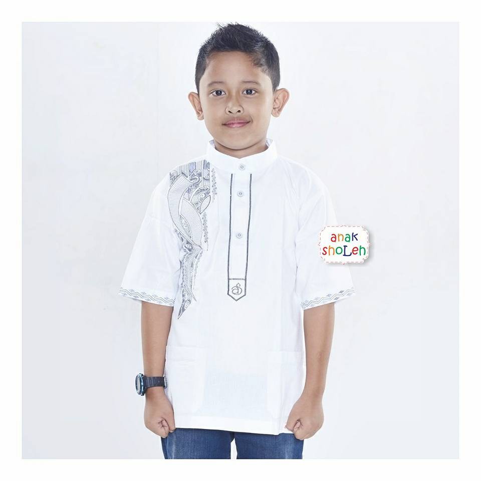 BAJU KOKO PUTIH LENGAN PENDEK MERK ANAK SHOLEH | Shopee Indonesia