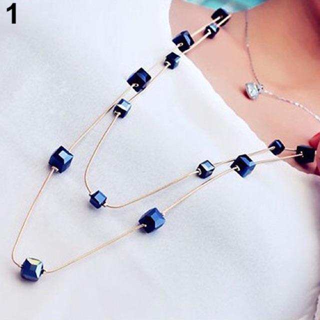 Multi Layer Necklace Beads Rhinestone Kalung Multilayer Batu Imitasi