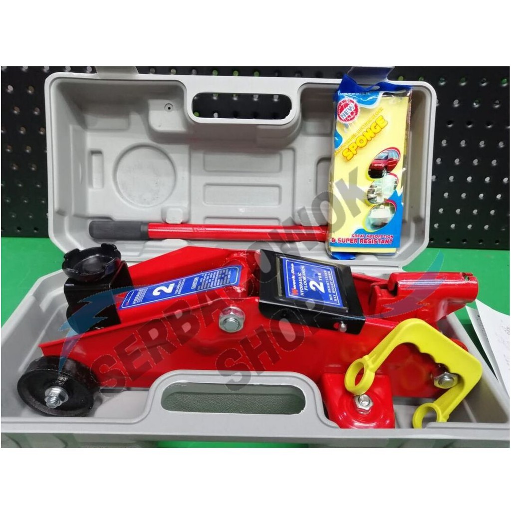 Werkline Dongkrak Buaya 2 Ton Hidrolik Hydraulic Floor Jack Bonus Sponge Tebal Termurah Berkualitas