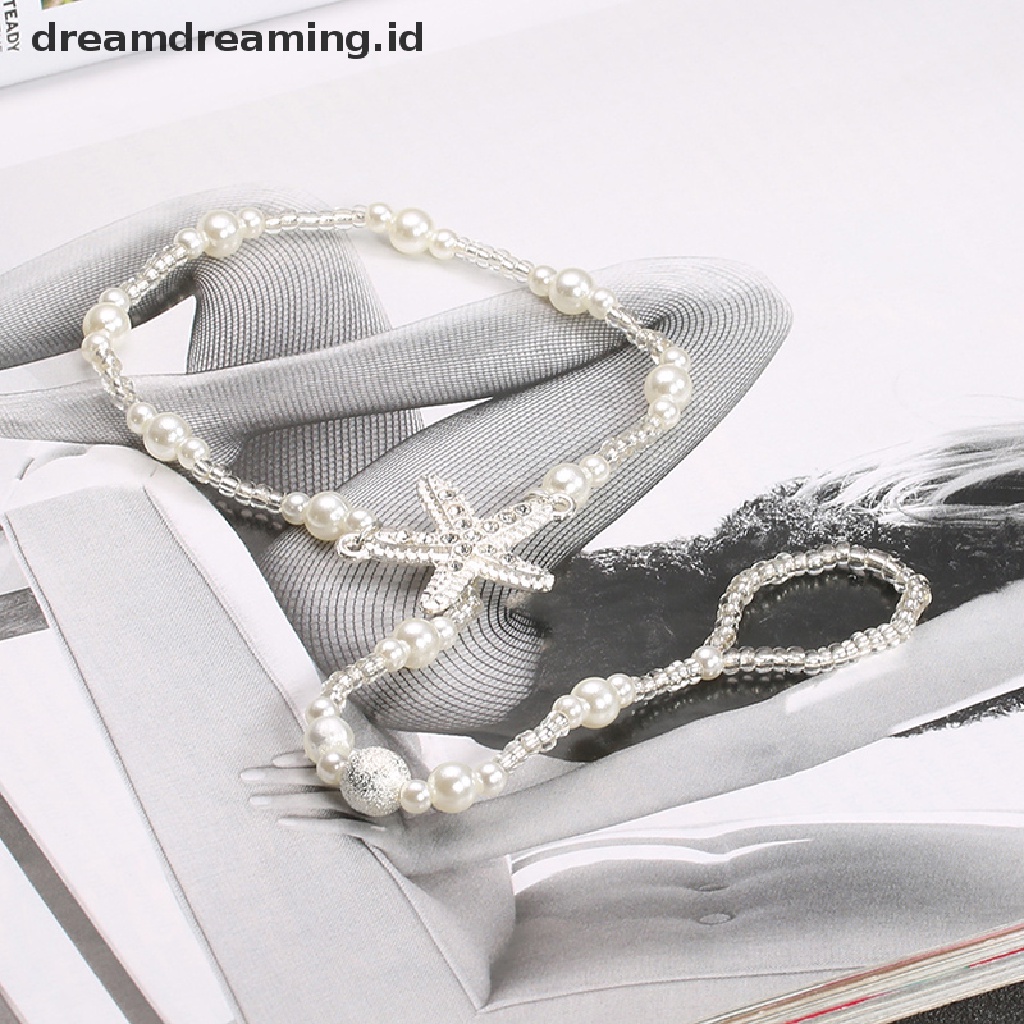 Gelang Kaki Rantai Aksen Mutiara Untuk Pantai