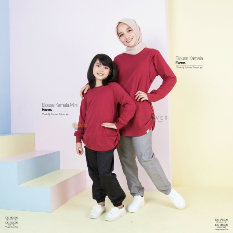 Atasan Couple ibu dan Anak - Baju Couple Ibu dan Anak - Kaos Couple By Clover dan Thaluna Original