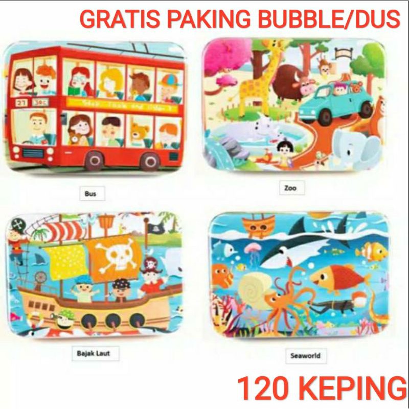 Mainan Edukasi Jigsaw + kotak kaleng 120 keping  / Puzzle 120 keping