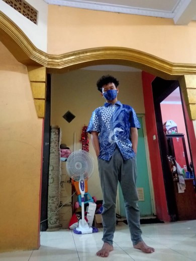 Maginot Kemeja Batik 2.0 Wistara-ss Motif Timbul Lengan Pendek Pria + Free Masker