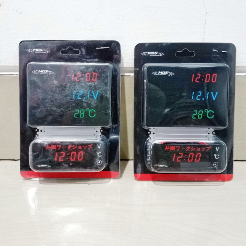 VOLTMETER AKI DIGITAL 3 IN 1 VOLTMETER AKI JAM TEMPERATUR SUHU