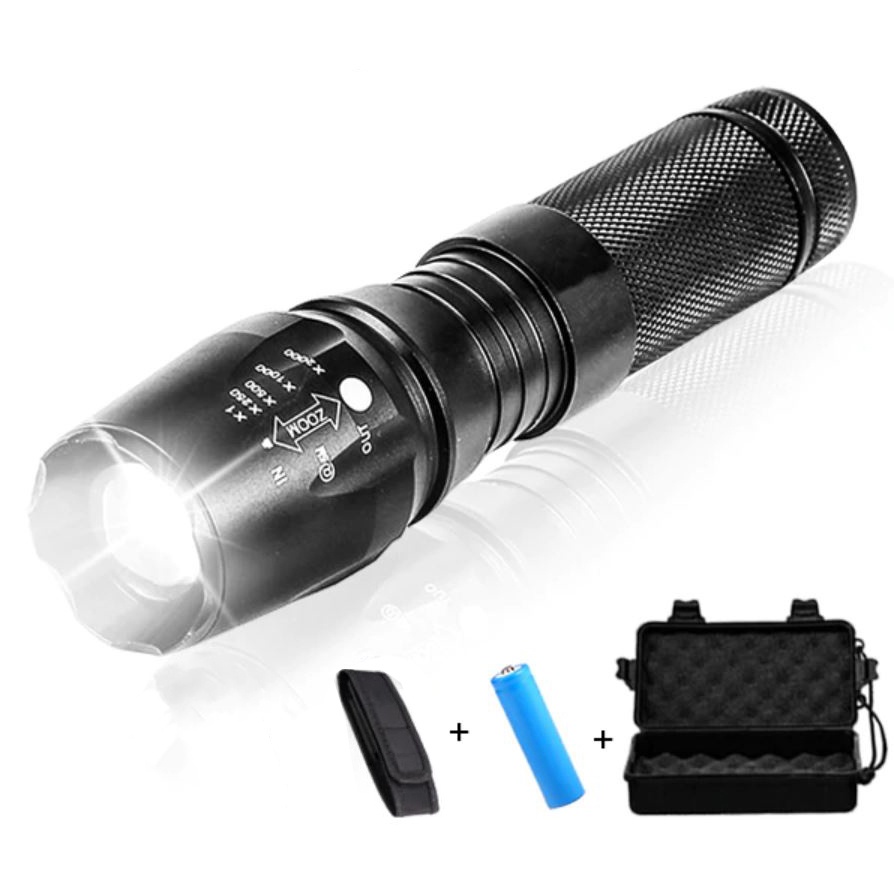 Taffled E97 Senter Tactical LED Cree XML-T6 3000 Lumens + Charger + Baterai + Case