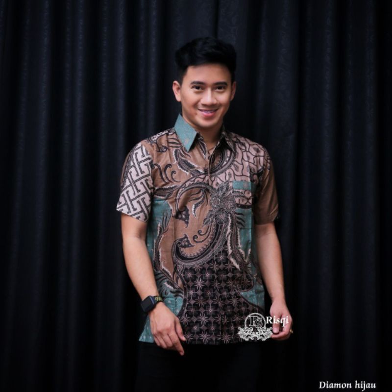 Kemeja Batik Pria Lengan Pendek BATIK BERKAHTURAH SIZE M L XL XXL BSWART BatiK HRB026 Kenongo Hem Panjang Padi