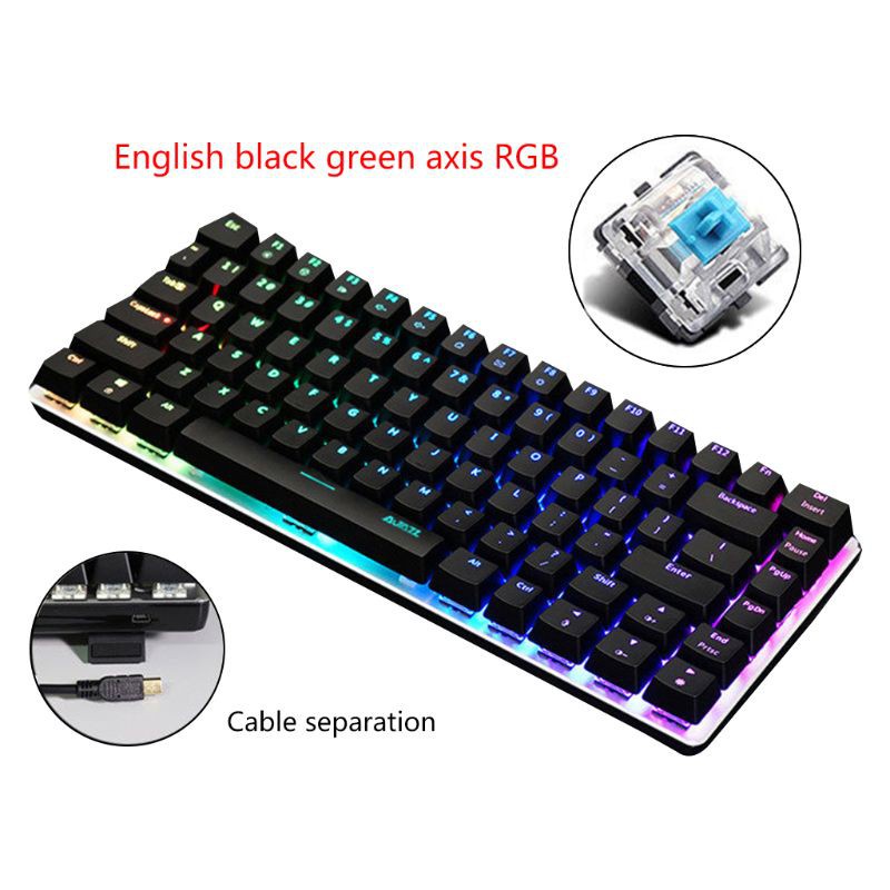 Cre Ajazz Ak33 Keyboard Gaming Mekanik 82 Tombol Bahasa Rusia / Inggris Dengan Backlight Rgb