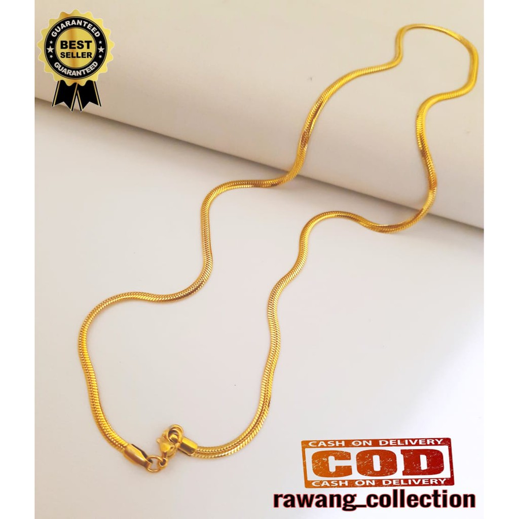 kalung titanium pria wanita gold belut anti karat selamanya