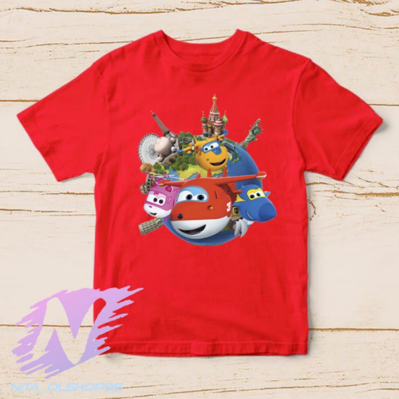 baju kaos anak karakter baju superwings word