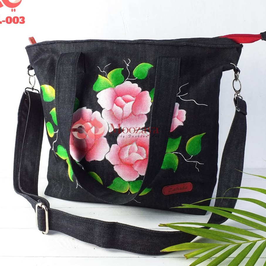 

Tas Lukis Mawar bahan denim