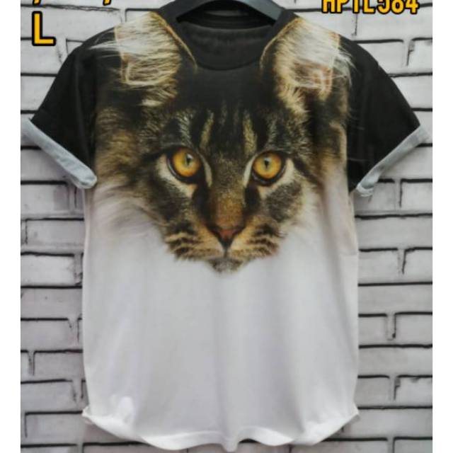  Kaos  thailand printing 3D  kucing  wajah Shopee Indonesia