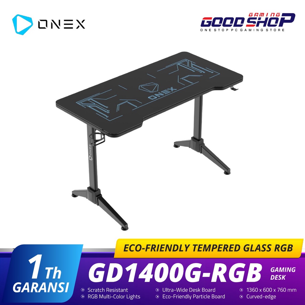 ONEX GD1400G / GD 1400G Tempered Glass RGB Gaming Desk
