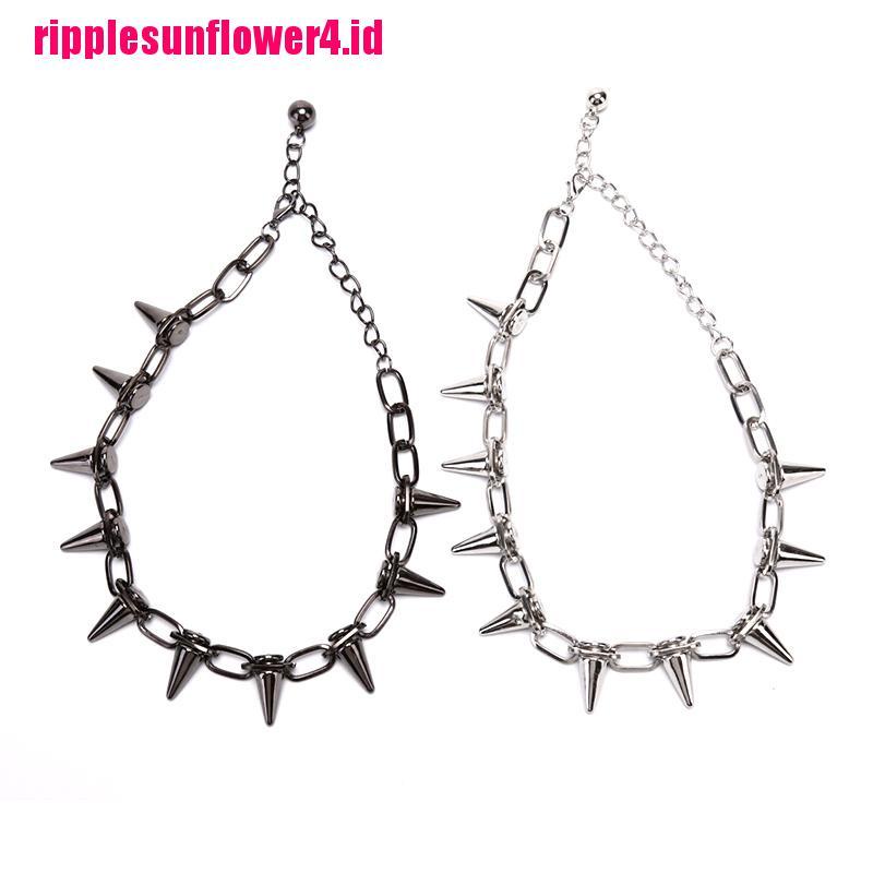 Kalung Choker Rantai Rivet Gaya Punk Rock Untuk Wanita