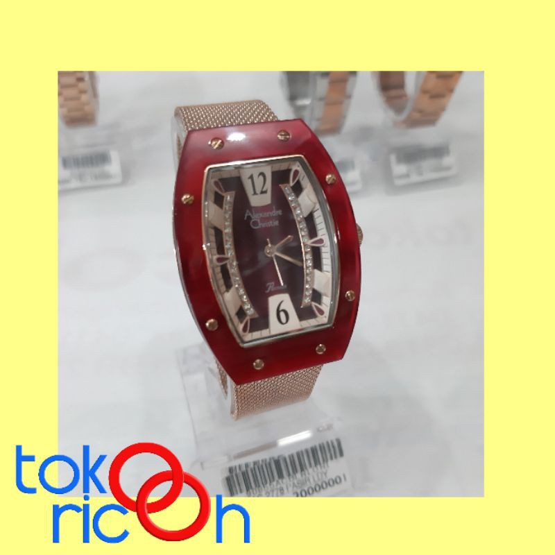 [Toko Ricoh] Alexandre Christie AC 2778/ jam tangan wanita merah & rosegold