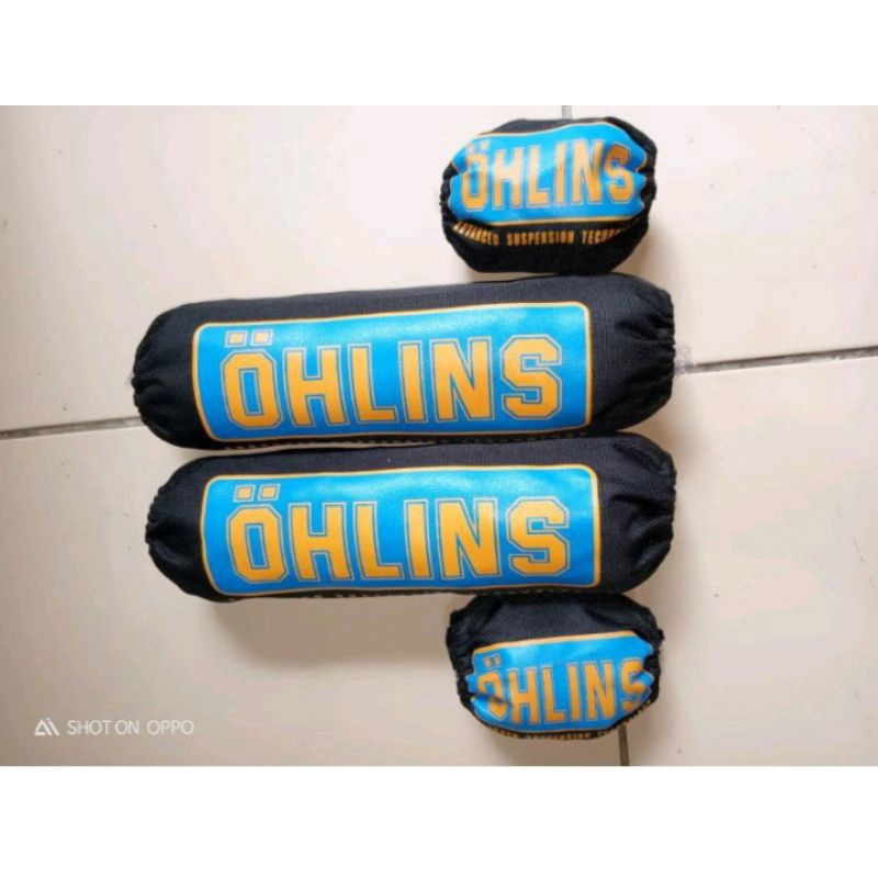 cover shockbreaker motor ohlins biru+tabung