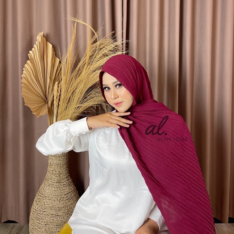 Alny Hijab - Zafron Pashmina Plisket Padi Full / Hijab Pashmina Padi Plisket Full