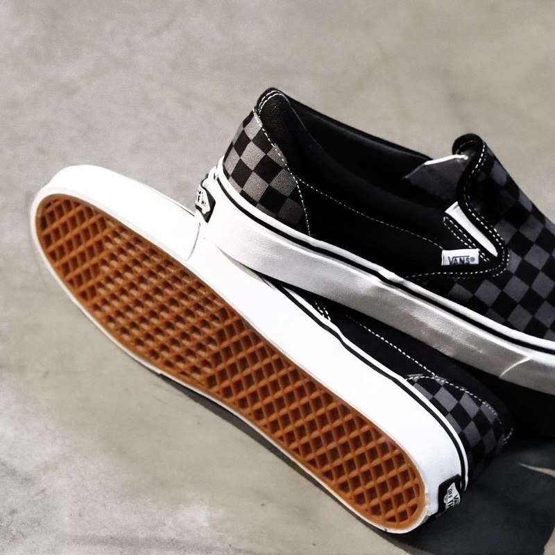 VANS SLIP-ON PEWTER CHECKERBOARD CLASSIC ORIGINAL 100%