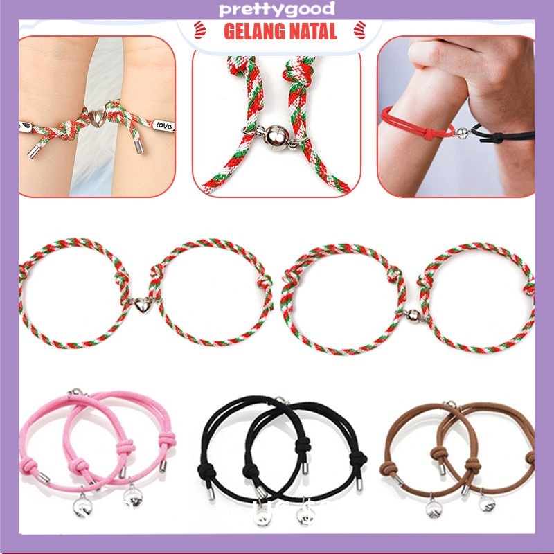 2 Pcs/set Couple Magnet Creative Gelang Tali Kepang Magnetik Adjustable Persahabatan Set Kekasih Hadiah Gelang Perhiasan - PD