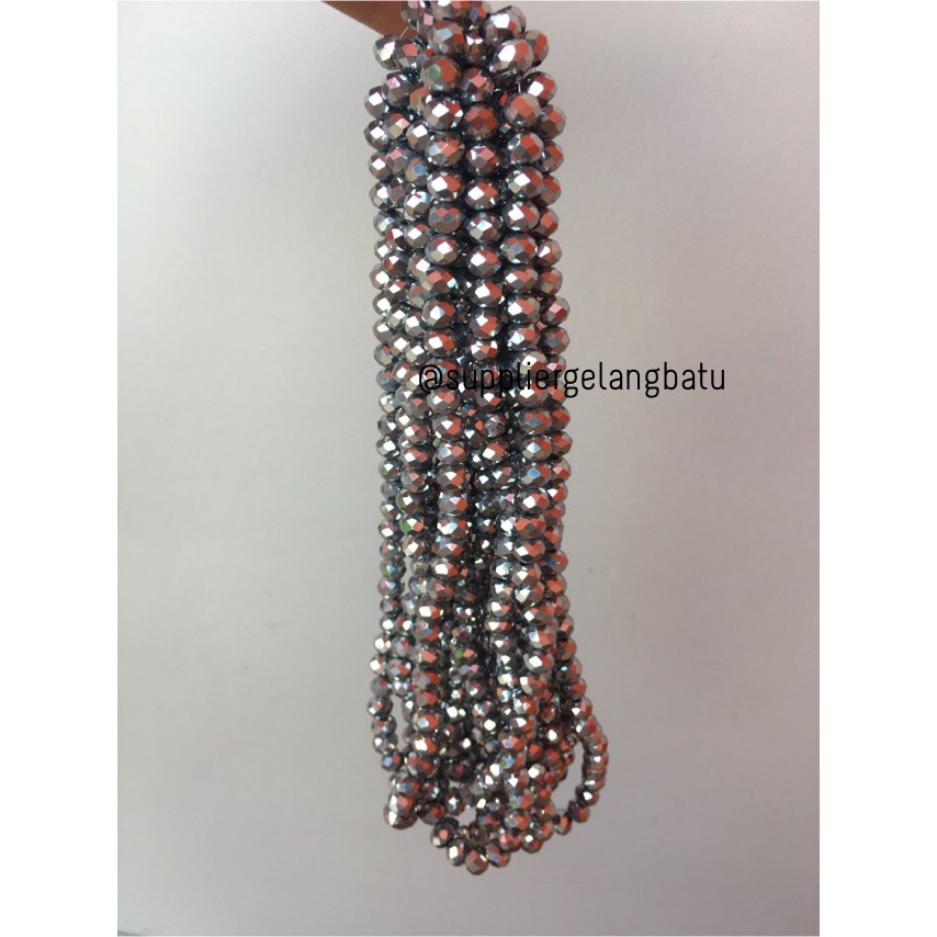 Crystal Ceko Doff 8mm SILVER METALIK bahan dasar manik donat rondelle aksesoris merangkai fashion