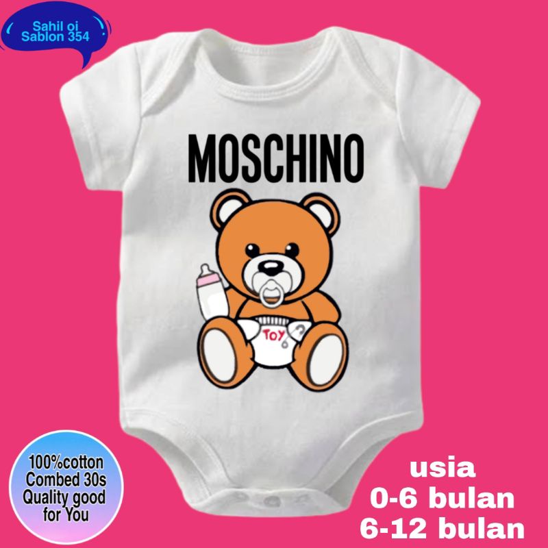 Baju bayi Jumper baby MOSCHINO jumpsuit baby laki-laki perempuan cotton combed 30s Best Sellerr