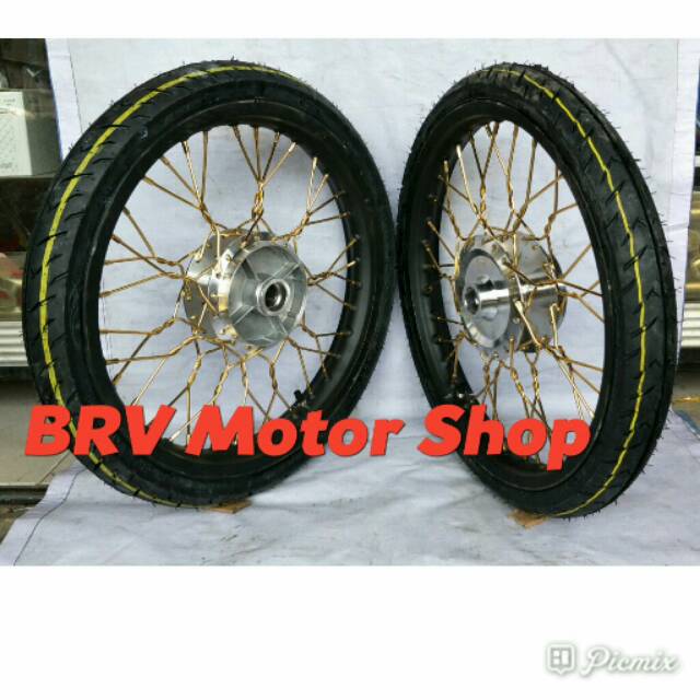 Velg Jupiter - Vega Zr - Vega Lama Jupiter Burhan Mx 135 Ples Ban Full Set Ring 17 Siap Pansag 17