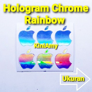 Jual Cutting Sticker Logo Apple IPhone* Warna Hologram Rainbow    Dan