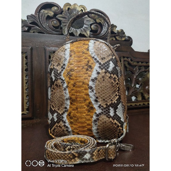 Tas Orange Putih Kulit Asli Snakey