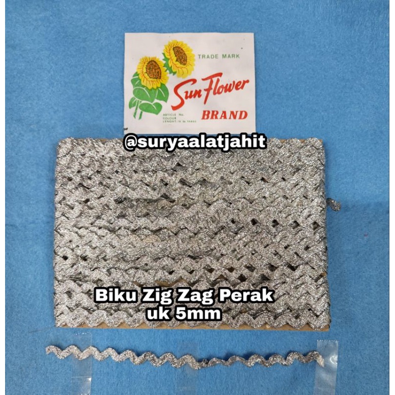 Renda Biku Zig Zag uk.1/2cm Mas Perak +/-20Y/pcs =rp.16.500/1pcs