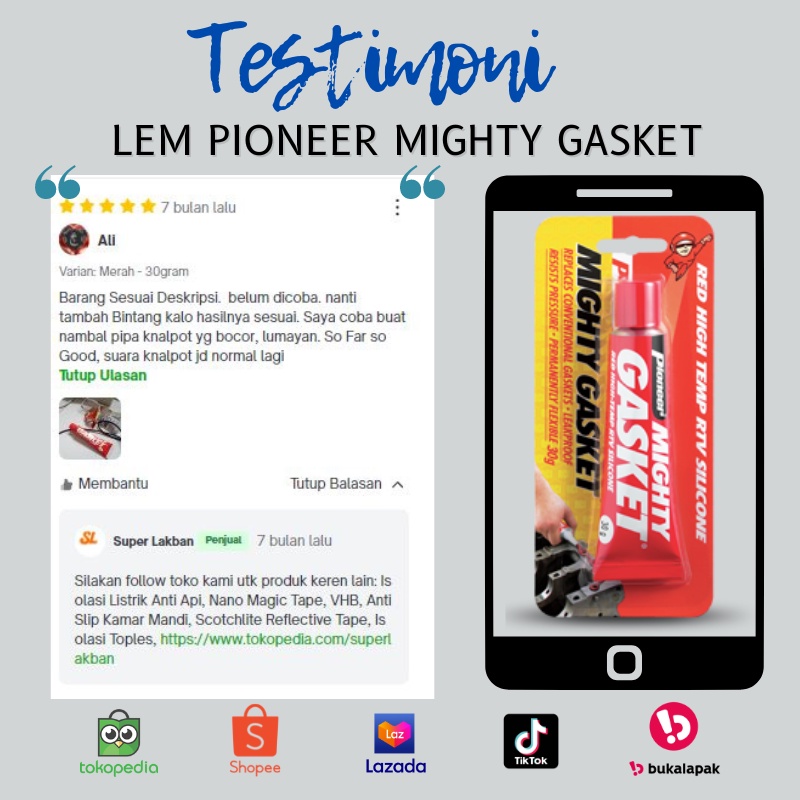 Lem Gasket Mesin Tahan Panas Hingga Suhu 300C Pioneer Mighty Gasket Lem Radiator Bocor