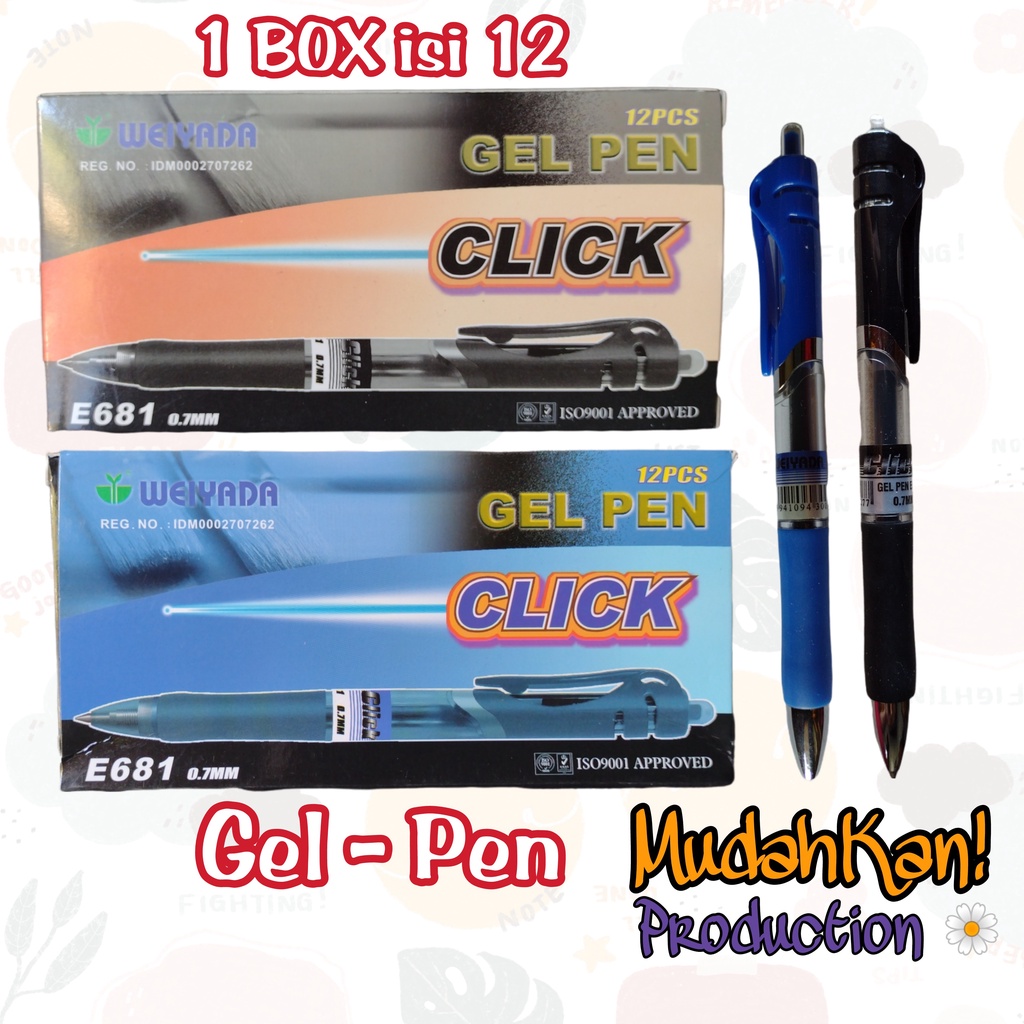 

Gel Pen Click [ 1 BOX isi 12 ] pulpen weiyada / pulpen gel klik / 0.7 mm