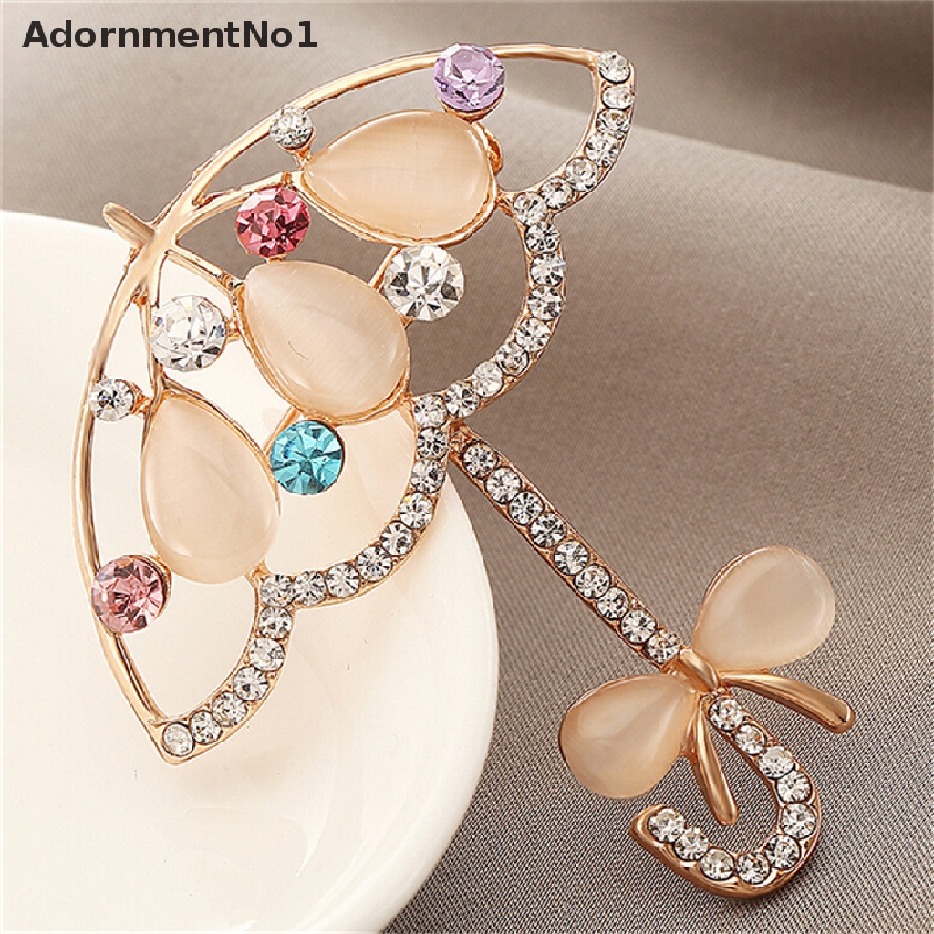 (AdornmentNo1) Bros Pin Bentuk Payung Aksen Opal + Berlian Imitasi Gaya Korea Untuk Wanita