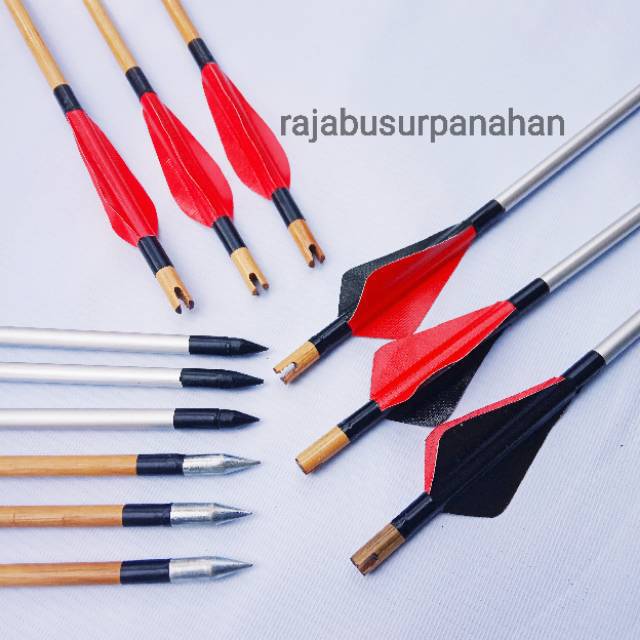 Paket Satu Lusin Anak Panah Alumunium Plus Anak Panah Bambu Point