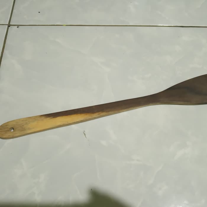 Sutil Sodet spatula teplon teflon kayu hitam ujung lurus