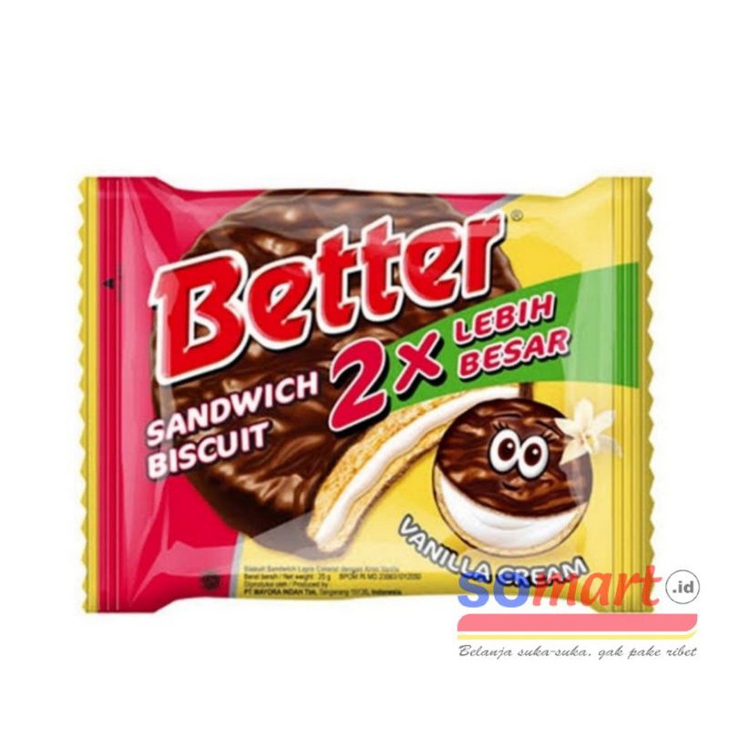 

Biskuit Better Sandwich Vanilla Cream 22gr (10 Sachet)